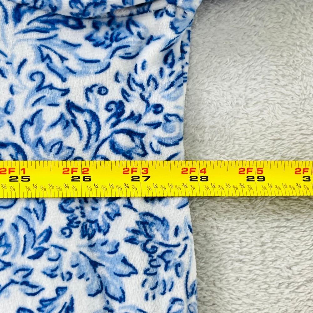 Aria Collection Nightgown 3X Plus Blue White Floral Fleece Long Sleeve Muumu - Picture 7 of 9
